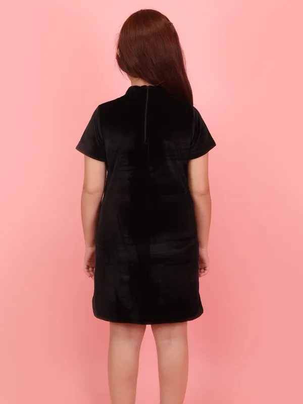 Cutecumber_Girls_Black_Knit_Dress_with_Cropped_Plaid_Jacket_�_Check_Fabric_Knit_Set,_Button_Closure,_Long_Sleeves,_Knee-Length,_Casual_for_Baby_Girls_and_Kids_Ages_1�15_Years
