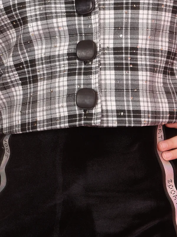 Cutecumber_Girls_Black_Knit_Dress_with_Cropped_Plaid_Jacket_�_Check_Fabric_Knit_Set,_Button_Closure,_Long_Sleeves,_Knee-Length,_Casual_for_Baby_Girls_and_Kids_Ages_1�15_Years