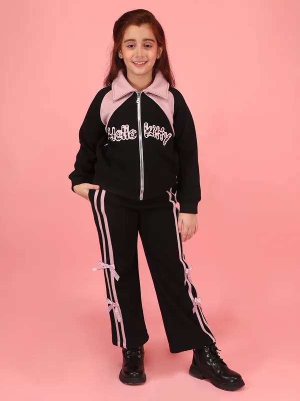 Cutecumber_Girls'_Winter_Jacket_Navy_Blue_Fleece_Collar_Neck_Full_Sleeve_Pullover_Top_Hello_Kitty_Embellished_Bow_Stylish_Zip_Closure_Fancy_Casual_Outfit_for_Baby_Girls_&_Kids_Age_1-15_Yrs