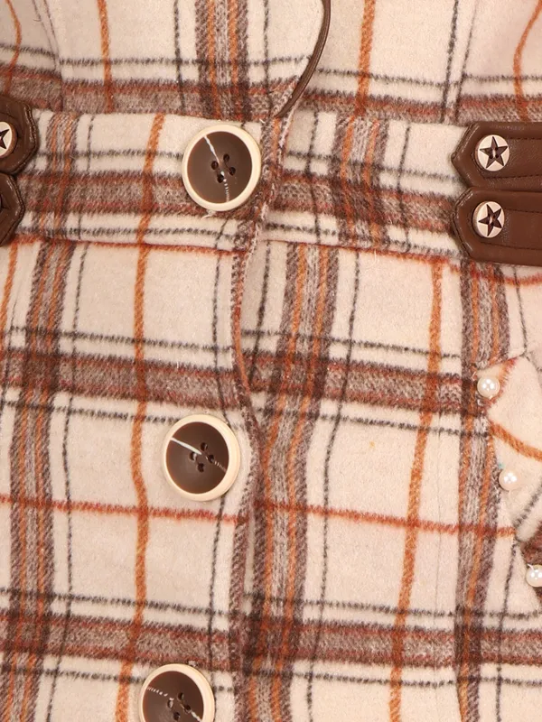 Cutecumber_Girls'_Winter_Dress_Brown_Check_Woolen_Fur_Lapel_Collar_Full_Fur_Sleeve_Knee-Length_Fit_&_Flare_Frock_Button_Closure_Stylish_Party_&_Casual_Outfit_for_Baby_Girls_&_Kids_Age_1-15_Yrs
