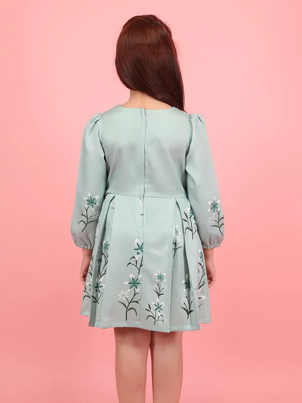 Cutecumber_Girls_Mint_Green_Printed_Polyester_Full_Sleeve_Wrap_Dress_with_Floral_Print_&_Waist_Tie_Zip_Closure_Elegant_Knee-Length_Party_Dress_for_Baby_Girls_&_Kids_(1�15_Years)