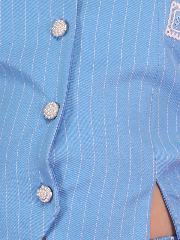 Cutecumber_Girls_Blue_Striped_Two_Piece_Summer_Clothing_Set_Polyester_Fabric_Button_Closure_Sleeveless_Top_Peter_Pan_Collar_Straight_Fit_Pants_Stylish_Kids_Casual_Wear_for_Baby_Girls_1_to_15_Yrs