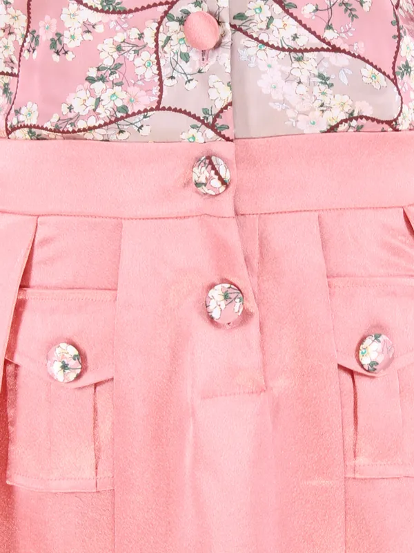 Cutecumber_Girls_Peach_Satin_Floral_Dress_with_Button-Down_Knee_Length_Skirt_�_Front_Button_Closure,_3/4_Sleeves_for_Kids_&_Baby_Girls_(Age_1�15_Years)