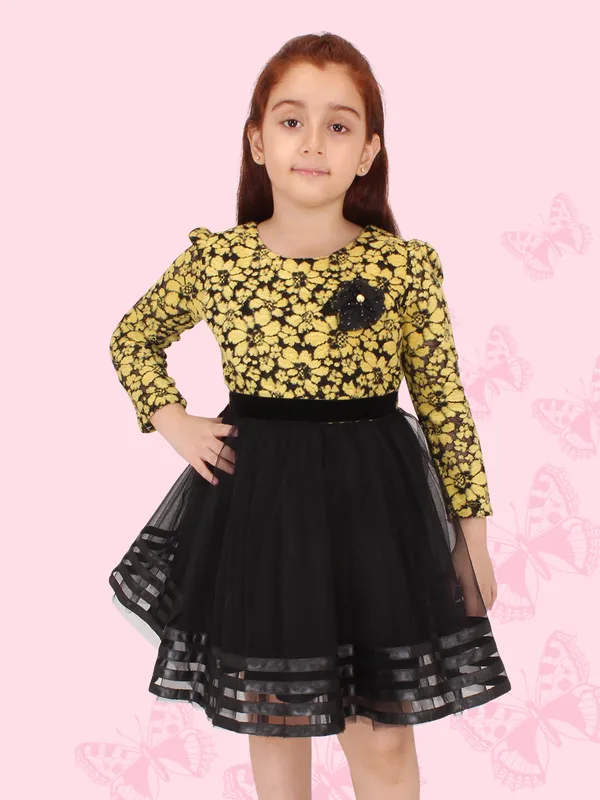 Cutecumber_Girls_Georgette,Satin_&_Lace_Embroidered_Full_Sleeves_Dress._Yellow