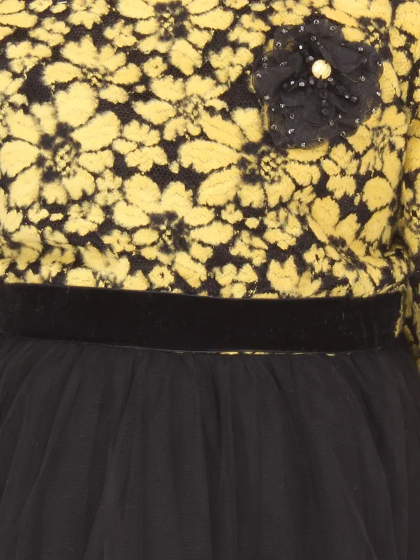 Cutecumber_Girls_Georgette,Satin_&_Lace_Embroidered_Full_Sleeves_Dress._Yellow