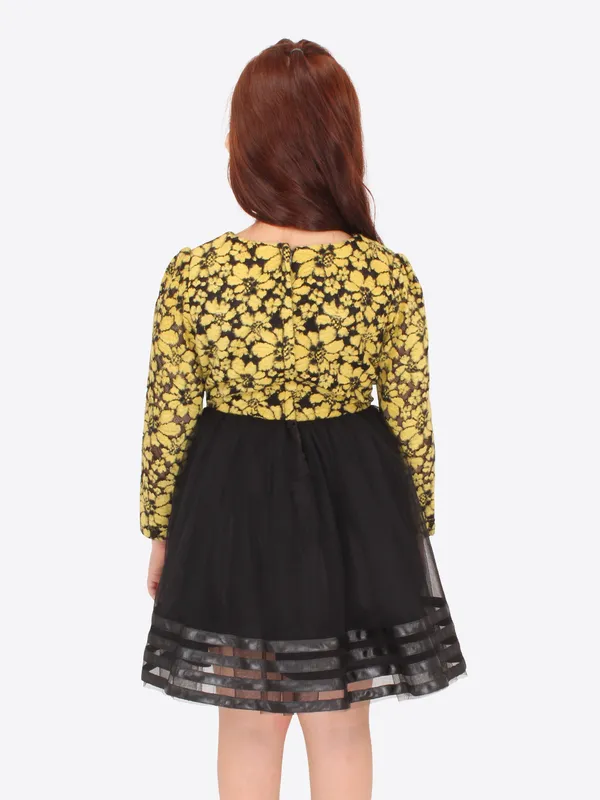 Cutecumber_Girls_Georgette,Satin_&_Lace_Embroidered_Full_Sleeves_Dress._Yellow