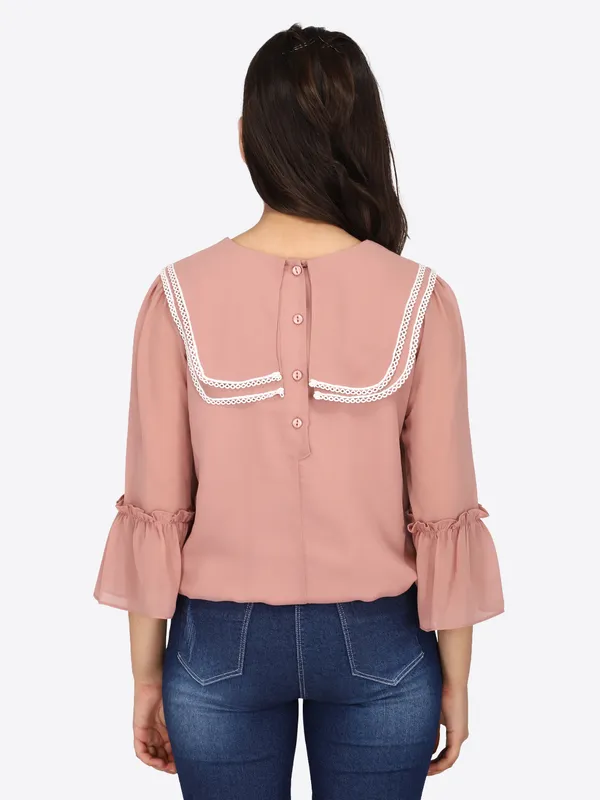 Cutecumber_Girls_Georgette_3/4th_Length_Full_Sleeves_Top.CC7516A-RUST
