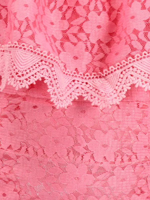 Pink_Lace_Cape_Styles_Shift_Dress_with_Floral_Embroidery_Comes_with_a_Matching_Bag
