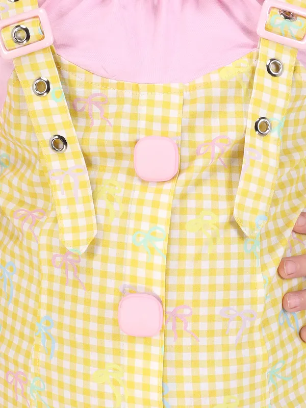Yellow_Girls'_Floral_Printed_Cotton_Poplin_Dress_with_Mock_Buttons