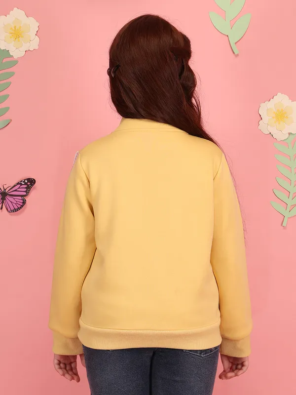 Cutecumber_Girls'_Winter_Jacket_Yellow_Fleece_Teddy_Stand_Collar_Neck_Full_Sleeve_Bomber_Style_Character_Button_Embellished_Front_Zip_Closure_Fancy_Casual_Outfit_for_Baby_Girls_&_Kids_Age_1-15_Yrs