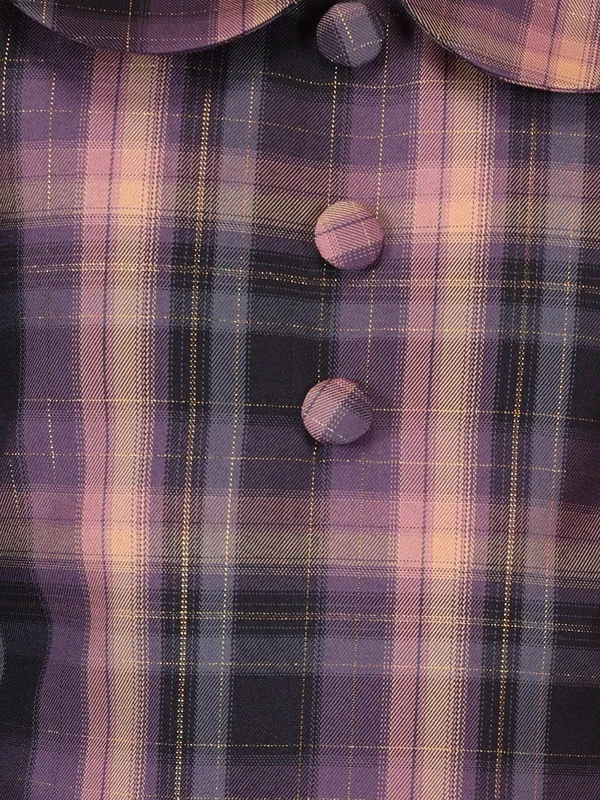 Cutecumber_Winter_Dress_for_Girls_Purple_Plaid_Mock_Neck_Full_Sleeve_Knee-Length_Layered_Frock_Check_Fabric_&_Chenille_Blend_Button_and_Ruffle_Trim_Party_Outfit_for_Baby_Girls_&_Kids_Age_1-15_Yrs