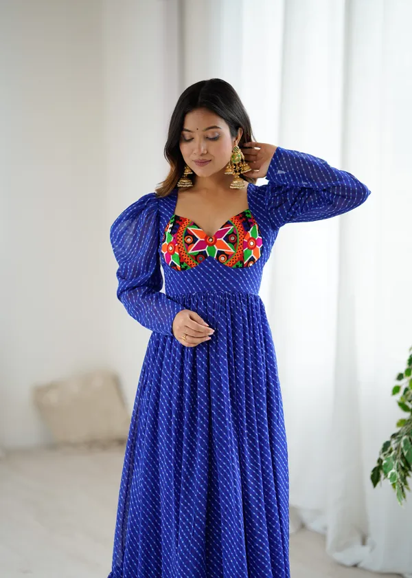 Kalamathan_royal_blue_leheriya_pattern_Gown