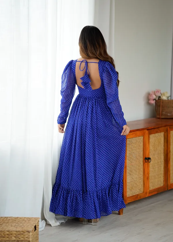 Kalamathan_royal_blue_leheriya_pattern_Gown