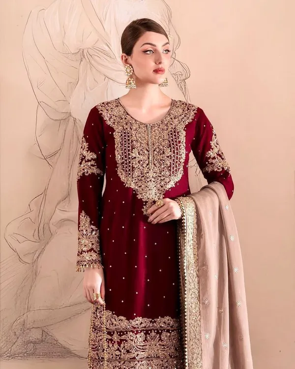 New_Designer_Party_Top_Pallazo_&_Dupatta_Set