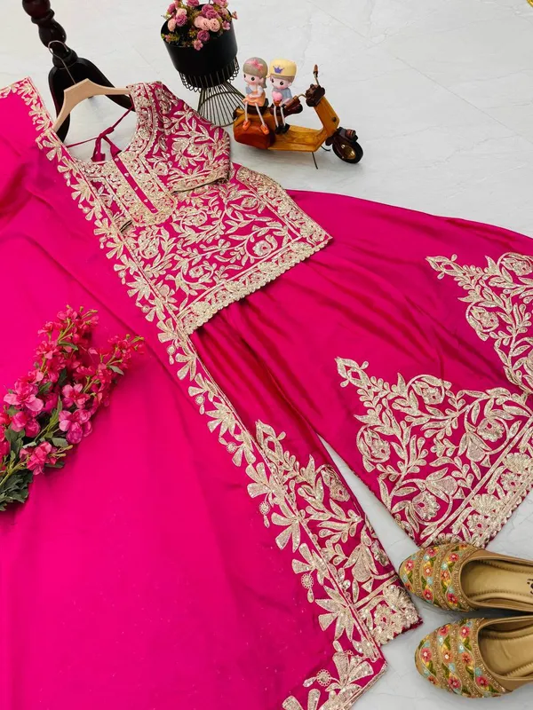 New_Designer_Party_Top_Sharara_&_Dupatta_Set