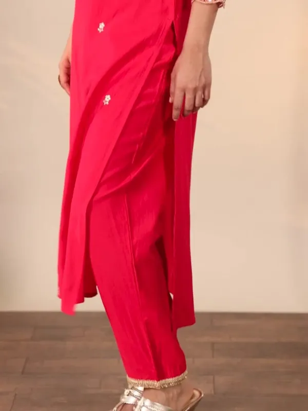 Pink_Liva_Floral_Embroidered_&_Liva_Zari_Regular_Kurta_,Trousers_&_Dupatta_For_Women