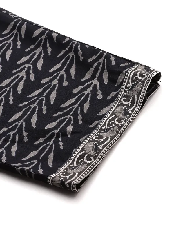 Black_Pure_Cotton_Ethnic_Motifs_Printed_Regular_Kurta_,_Trousers_&_Dupatta_For_Women