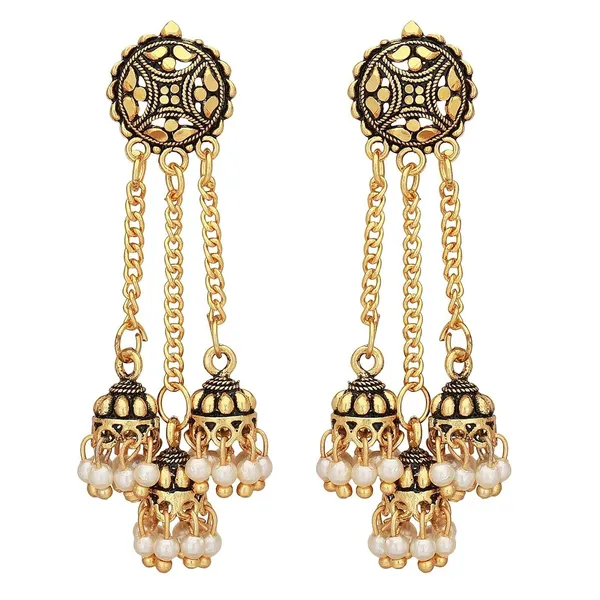 Gold_&_Black_Indian_Antique_Earrings_Bridal_Jhumka_Fashion_Jewelry_Earring_Set_For_Women