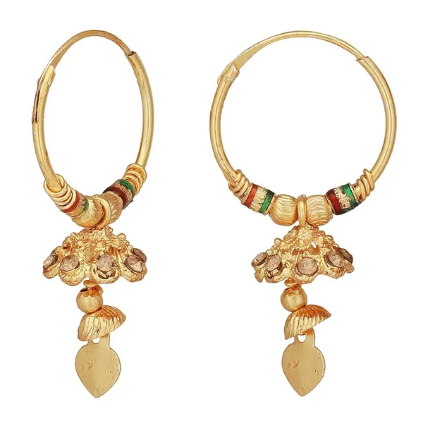 Gold_South_Indian_Fashion_Earring_Bridal_Hoop_Pearl_Jhumka_Set_For_Women