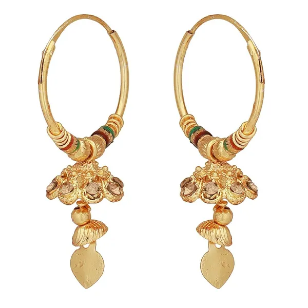 Gold_South_Indian_Fashion_Earring_Bridal_Hoop_Pearl_Jhumka_Set_For_Women