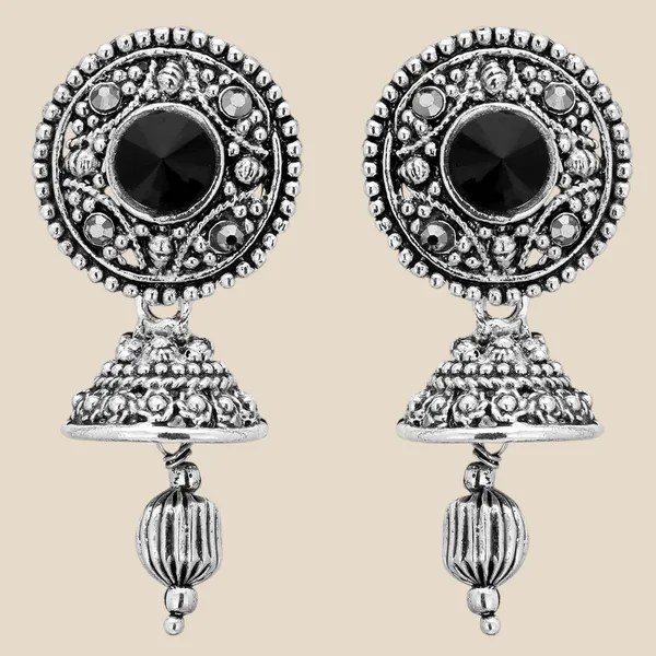 Silver_&_Black_Indian_Earrings_Bollywood_Fashion_Oxidized_Mirror_Jhumka_Teens_For_Women
