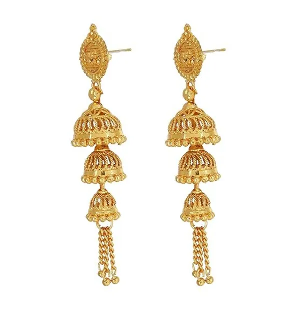 Gold_Plated_Ethnic_3_Layer_Jhumka_Earrings_For_Women