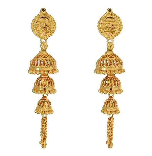 Gold_Plated_Ethnic_3_Layer_Jhumka_Earrings_For_Women