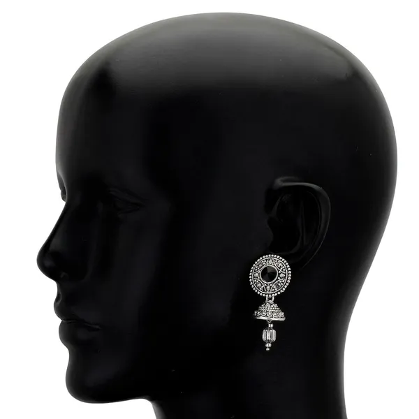 Silver_&_Black_Indian_Earrings_Bollywood_Fashion_Oxidized_Mirror_Jhumka_Teens_For_Women