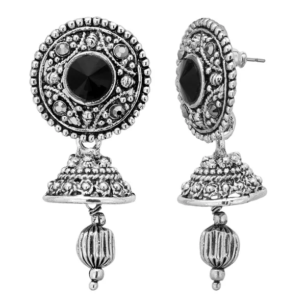 Silver_&_Black_Indian_Earrings_Bollywood_Fashion_Oxidized_Mirror_Jhumka_Teens_For_Women