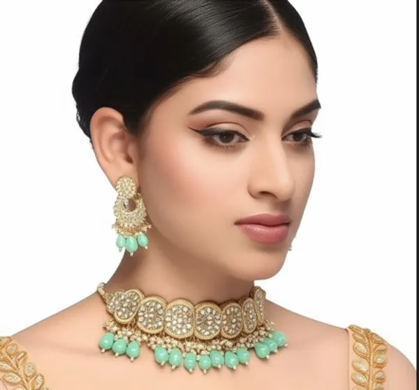 Designer_Ethnic_Gold_Plated_&_Mint_Stone_Jewelry_Set_for_Women