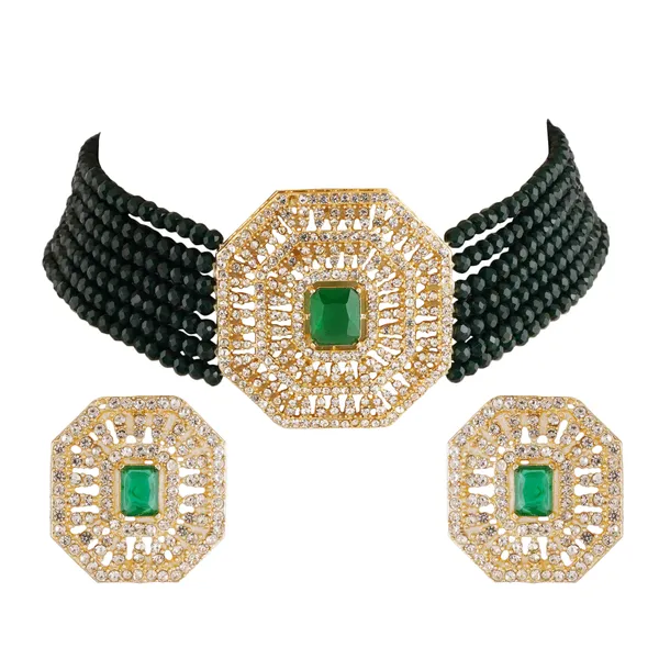 Elegant_Emerald_Green_Beaded_Choker_Necklace_and_Earrings_Set