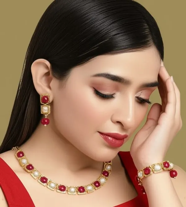 Elegant_Gold-Tone_Ruby_&_Silver_Pearl_Jewelry_Set_With_Bracelet