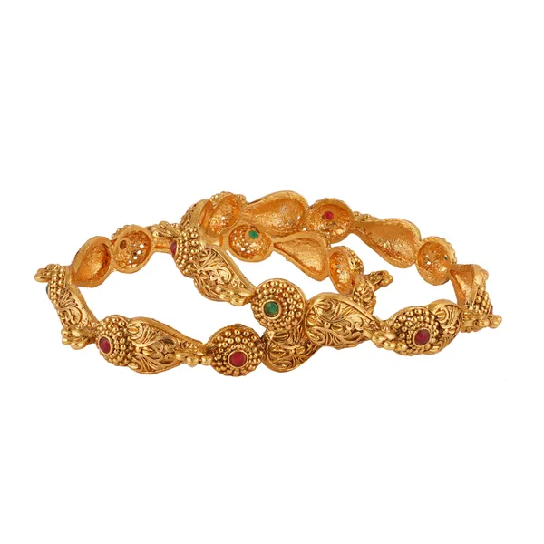 Exquisite_Gold-Toned_Bangle_Set_with_Ruby_and_Emerald_Accents