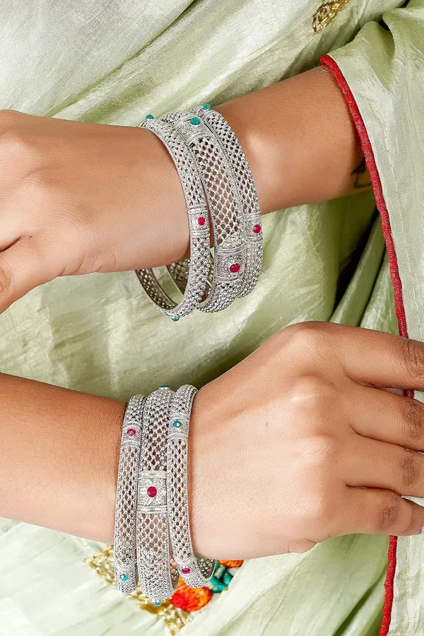 Set_Of_6_Silver_Traditional_Bangles_Antique_Jewellery_For_Women