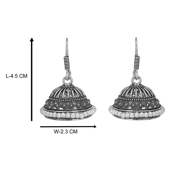 Black_&_White_Indian_Silver_Oxidized_Pearls_Fashion_Jewelry_Earrings_Jhumka_For_Women