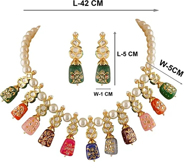 Multicolour_Enameled_Handcrafted_Designer_Jewelry_Set_Of_Necklace_Matching_Earrings_Embellished_For_Women
