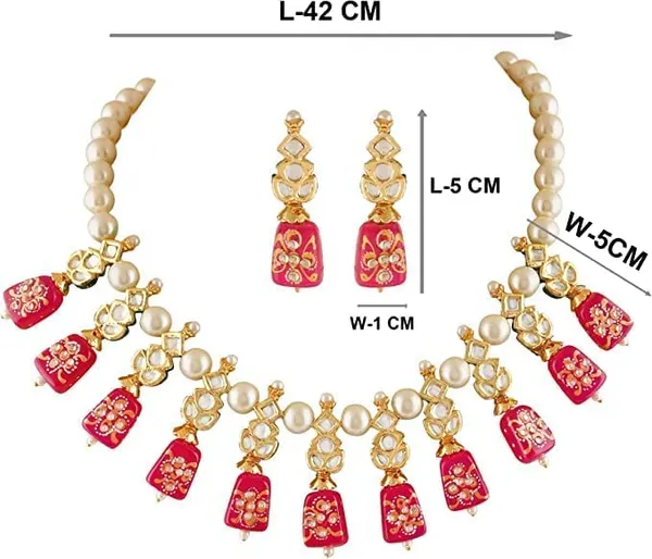 Red_Enameled_Handcrafted_Designer_Jewelry_Set_Of_Necklace_Matching_Earrings_Embellished_For_Women