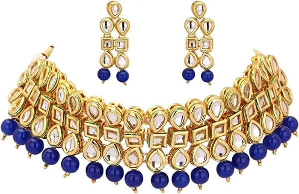 Blue_&_Gold_Indian_Traditional_Bridal_Jewelry_Set_Pair_Of_Necklace_Matching_Earrings_Embellished_With_Pearl_&_Kundan_For_Women