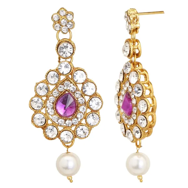 Gold_&_Clear_Indian_Bollywood_Style_4_Line_Kundan_Choker_Jewellery_Set_For_Women