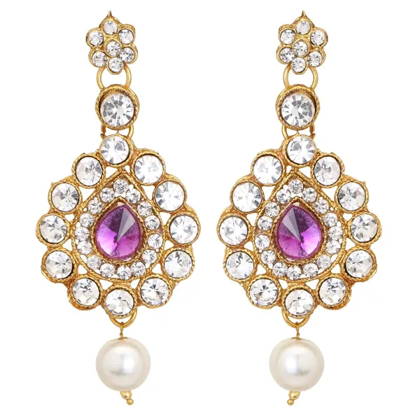 Gold_&_Clear_Indian_Bollywood_Style_4_Line_Kundan_Choker_Jewellery_Set_For_Women