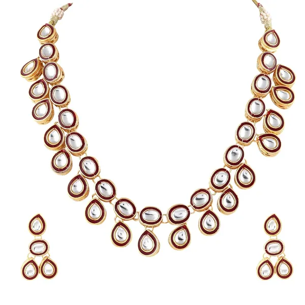 Maroon_Traditional_Fashionable_Necklace_&_Earrings_Set_Embellished_With_Kundan_&_Pearl_For_Women