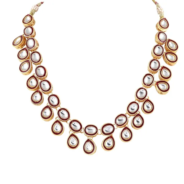 Maroon_Traditional_Fashionable_Necklace_&_Earrings_Set_Embellished_With_Kundan_&_Pearl_For_Women