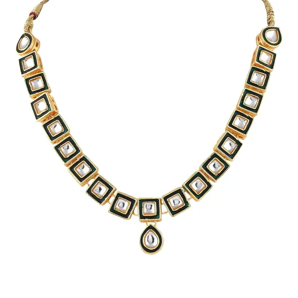 Green_Traditional_Necklace_&_Earrings_Set_Embellished_With_Kundan_For_Women