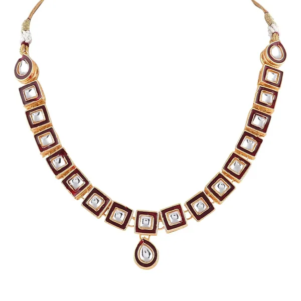 Maroon_Traditional_Gold_Plated_Necklace_&_Earrings_Set_Embellished_With_Kundan_For_Women