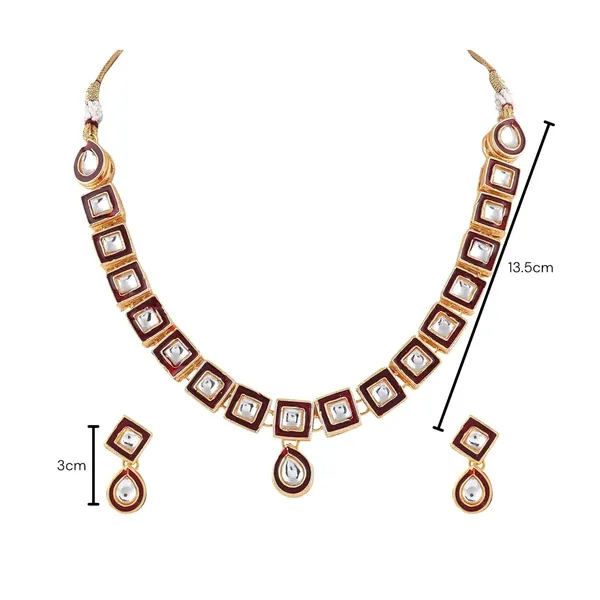 Maroon_Traditional_Gold_Plated_Necklace_&_Earrings_Set_Embellished_With_Kundan_For_Women