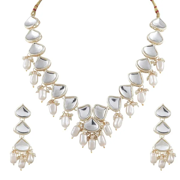 White_Traditional_Silver_Plated_Necklace_&_Earrings_Set_Embellished_With_Kundan_&_Pearl_For_Women
