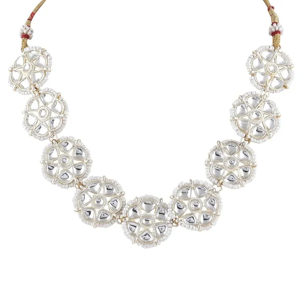 White_Traditional_Sleek_Choker_Bridal_Necklace_&_Earring_Set_Embellished_With_Pearls_For_Women