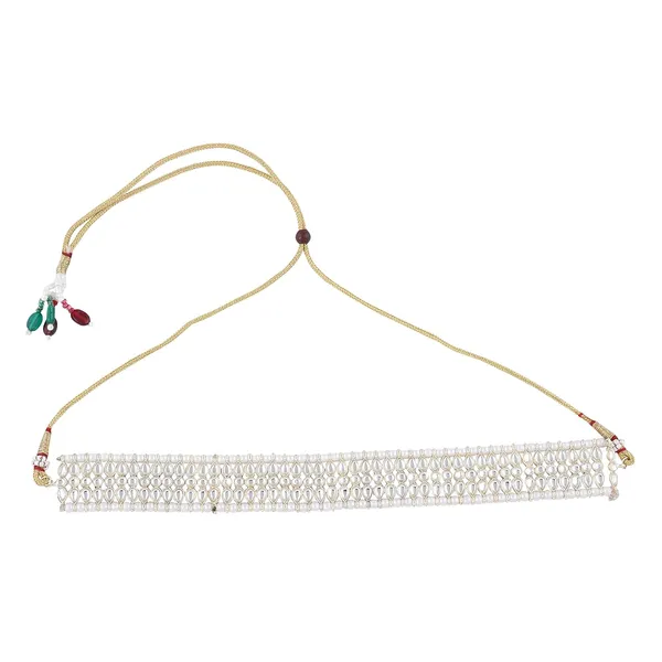 White_Traditional_Bridal_Choker_Necklace_&_Earrings_Set_Embellished_With_Stone_&_Pearl_For_Women