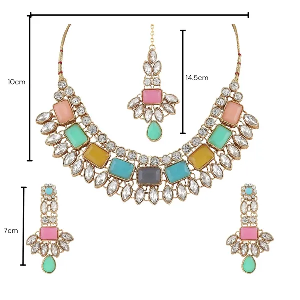 Multicolour_Traditional_Bridal_Necklace,_Mangtika_&_Earrings_Set_Embellished_With_Crystal_Stone_For_Women