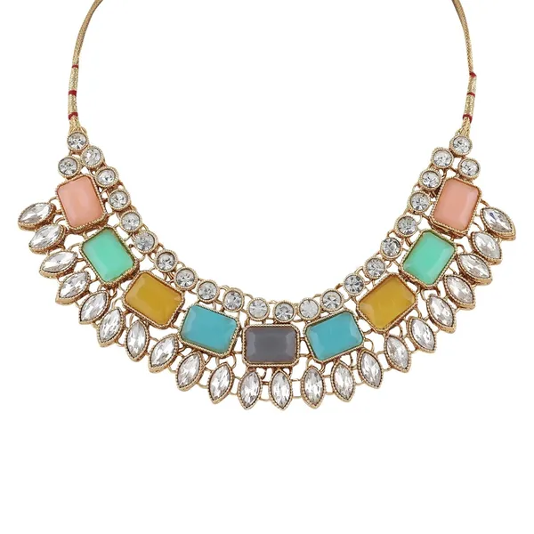 Multicolour_Traditional_Bridal_Necklace,_Mangtika_&_Earrings_Set_Embellished_With_Crystal_Stone_For_Women
